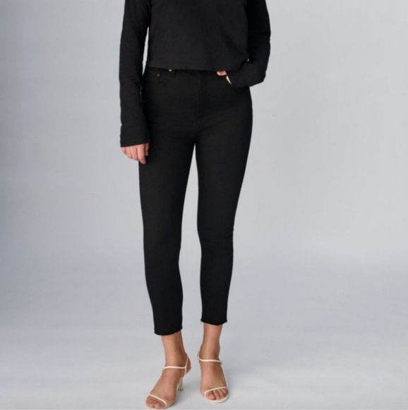 Aritzia Denim Forum Lola Skinny High Rise Black Denim Crop Cropped Jeans - Picture 2 of 9